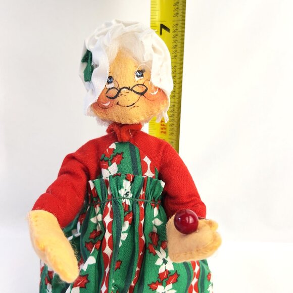 Annalee Mrs. Santa Claus Doll 1963 Vintage Christmas Decor Felt Figure Tag 7 1/4 - Picture 7 of 8